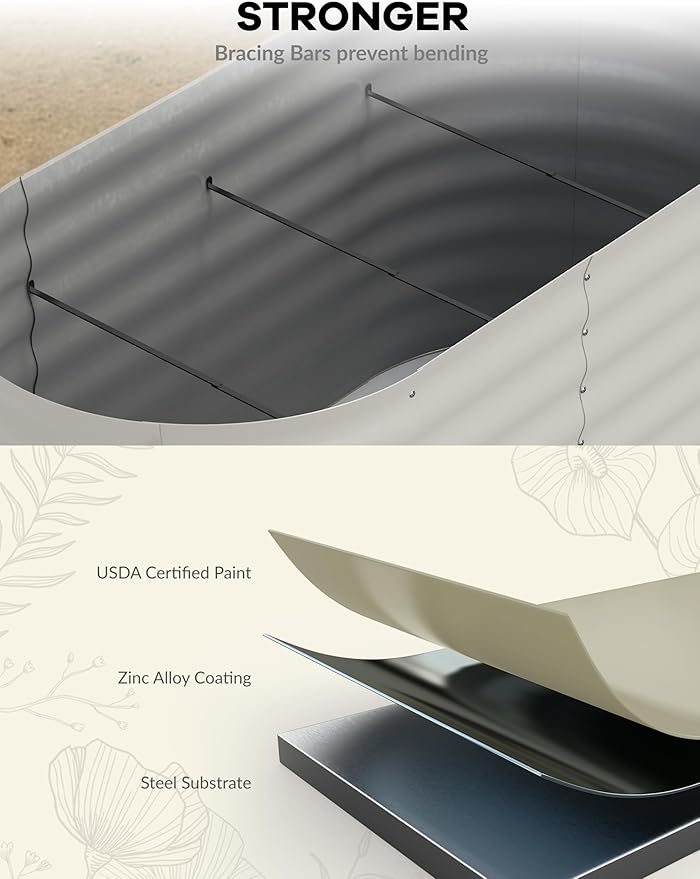 8x2x2ft Raised Garden Bed,Galvanized Raised Planter Boxes Outdoor with Easy Assembly, Large Garden Bed for Vegetables, Fruits, Flower,Raised Garden Bed,Beige