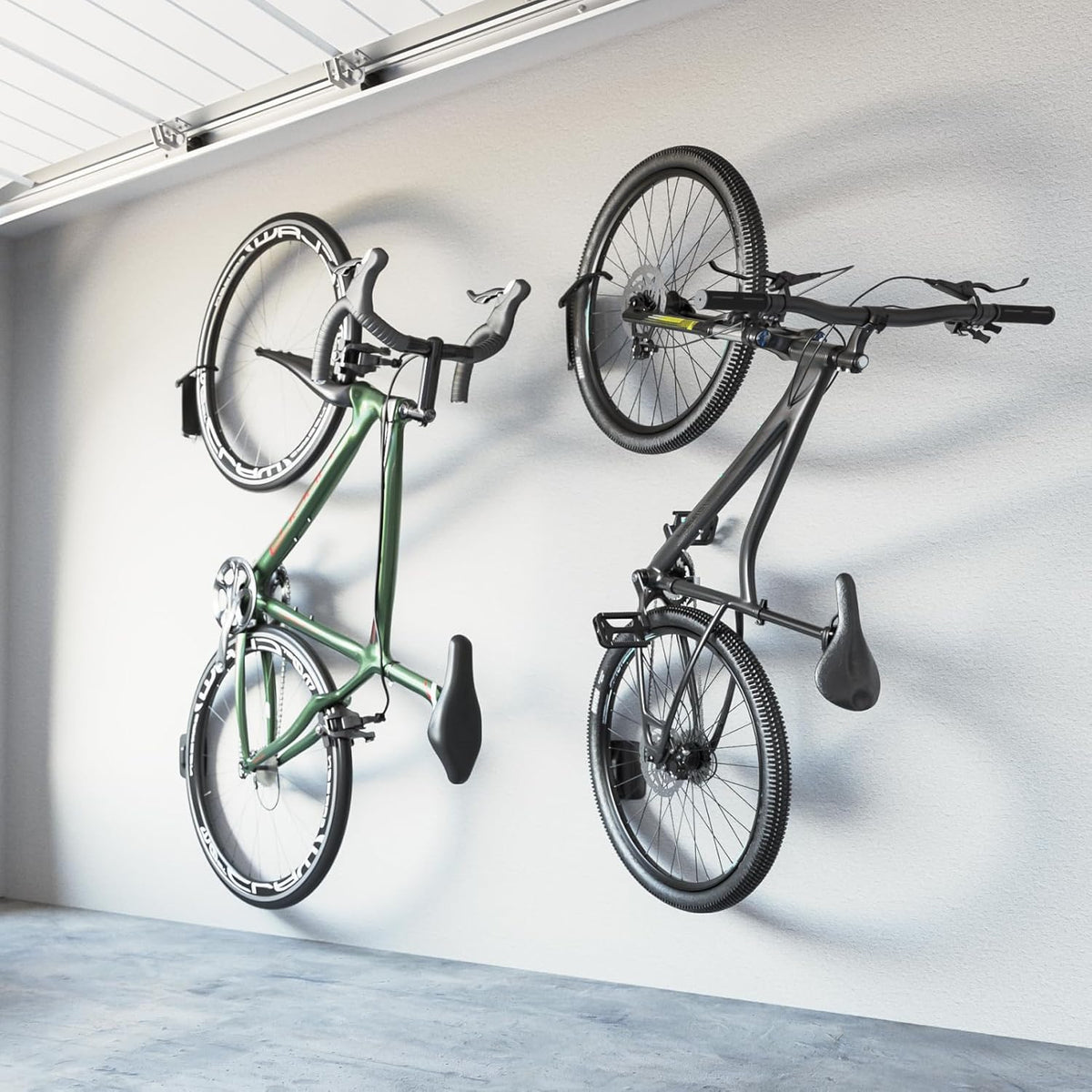 monTEK Swivel Bike Wall Mount, Bike Hangers for Garage, Space-Saving Vertical Bike Rack, Sturdy Bike Storage Rack Holds Up to 66lbs, Easy to Install, 2 Pack