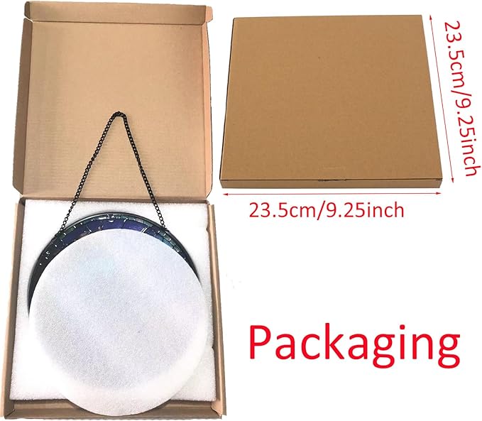 Hanging Stained Glass for Windows,20cm/7.87inch Owl Suncatcher Stained Glass Garden Hangings Ornaments Mother's Day Valentine's Day Halloween Fall Christmas Decor for Home (B Style)