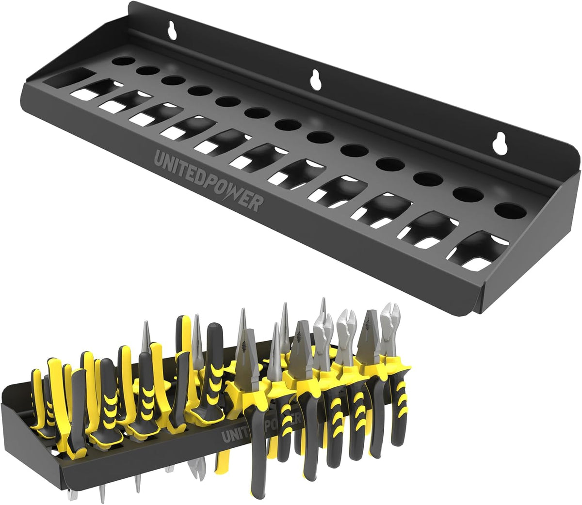 UNITEDPOWER Pliers Holder, Wall Mount Storage Rack Organizer for Workshop, Shed, Garage, Home, Stores up to 12 Pliers or Small Tools