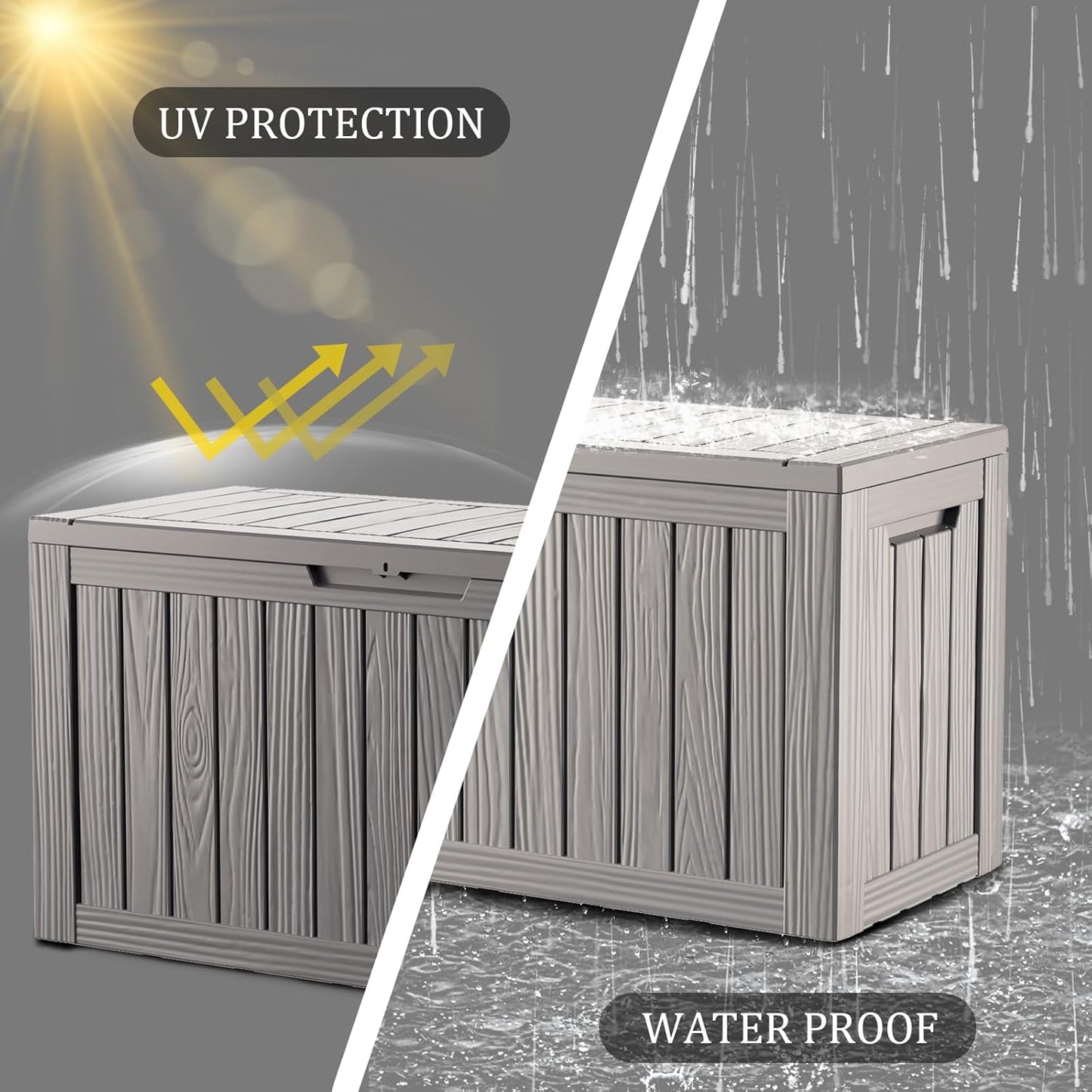 80 Gallon Waterproof Deck Box, Lockable Resin Storage Box for Patio Furniture Cushions Garden Tools and Outdoor Delivery Storage, Coffee