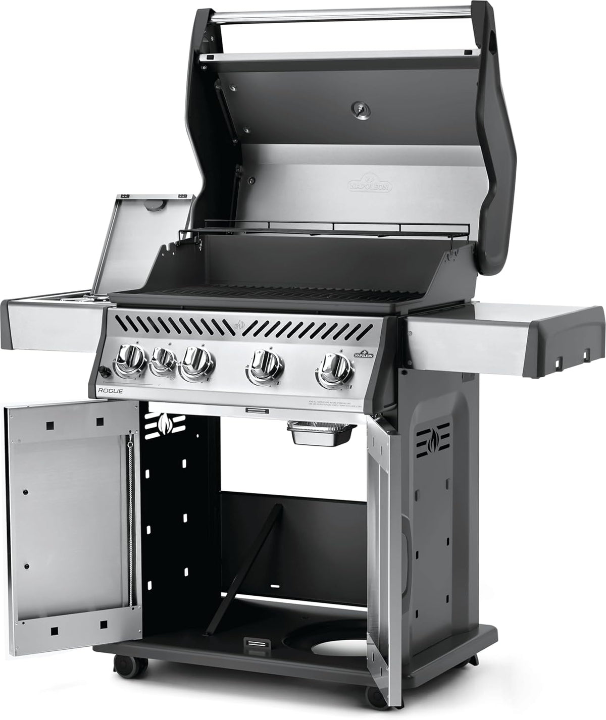 Napoleon Rogue 525 Natural Gas Grill with Range Side Burner, Stainless Steel, Durable 4-Burner Cooking