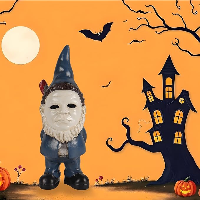 Christmas Horror Decor Garden Gnomes Christmas Table Decor Halloween Decorations Indoor Garden Statue Home Decor Horror Movie Merchandise Gifts-Blue
