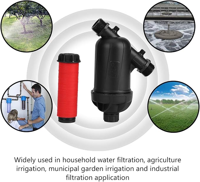 ciciglow Screen Irrigation Filter, 120 Mesh 130 Micron Level Disc Filter Garden Irrigation with Hose Threads for Garden Lawn Watering