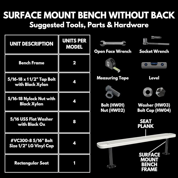 Coated Outdoor Furniture Heavy-Duty Outdoor Bench Thermoplastic Coated, Expanded Metal, Commercial-Grade Seating, Made in America (Surface Without Back, 6 Ft, Light Blue)
