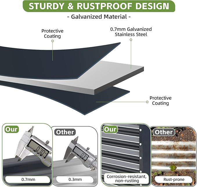 4x2x2ft (2 Pack) Raised Garden Bed - Galvanized Deep Root Planter Boxes Outdoor with Wing Nuts and Safety Edges for Gardening Vegetables, Flowers, Herbs, Succulents - Gray