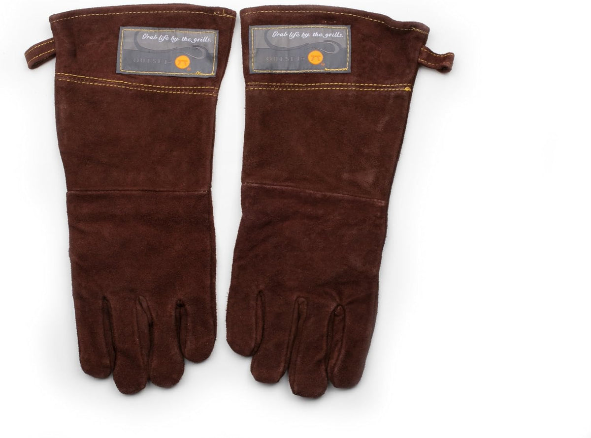 Outset Leather Grill Gloves, Set of 2 Brown Leather BBQ Gloves
