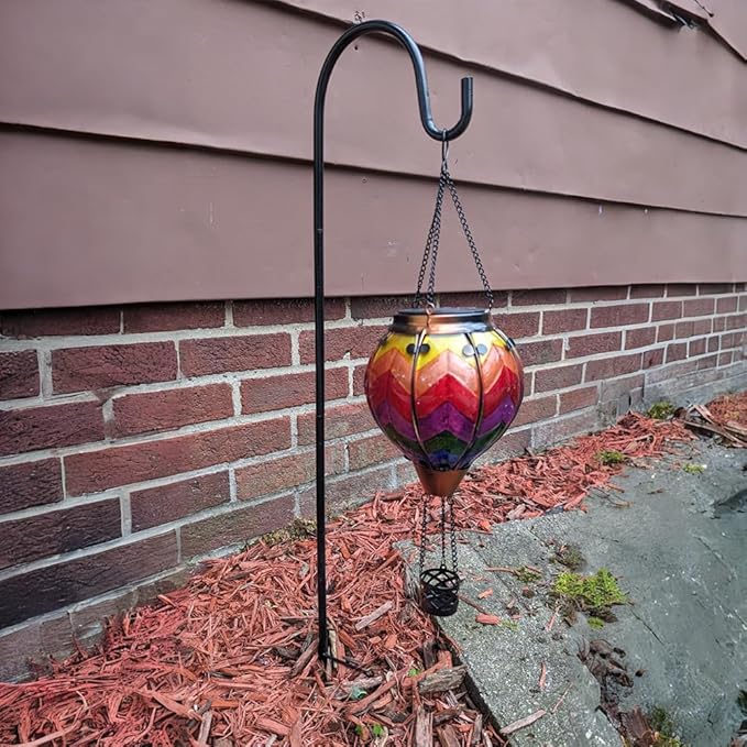 2PC Hot Air Balloon Solar Lantern, Wavy-Colorful Flickering Flame Hanging Solar Lanterns Outdoor Lights Waterproof Lanterns Decorative Garden Patio Yard Party Decor with 2PC Shepherd Hook