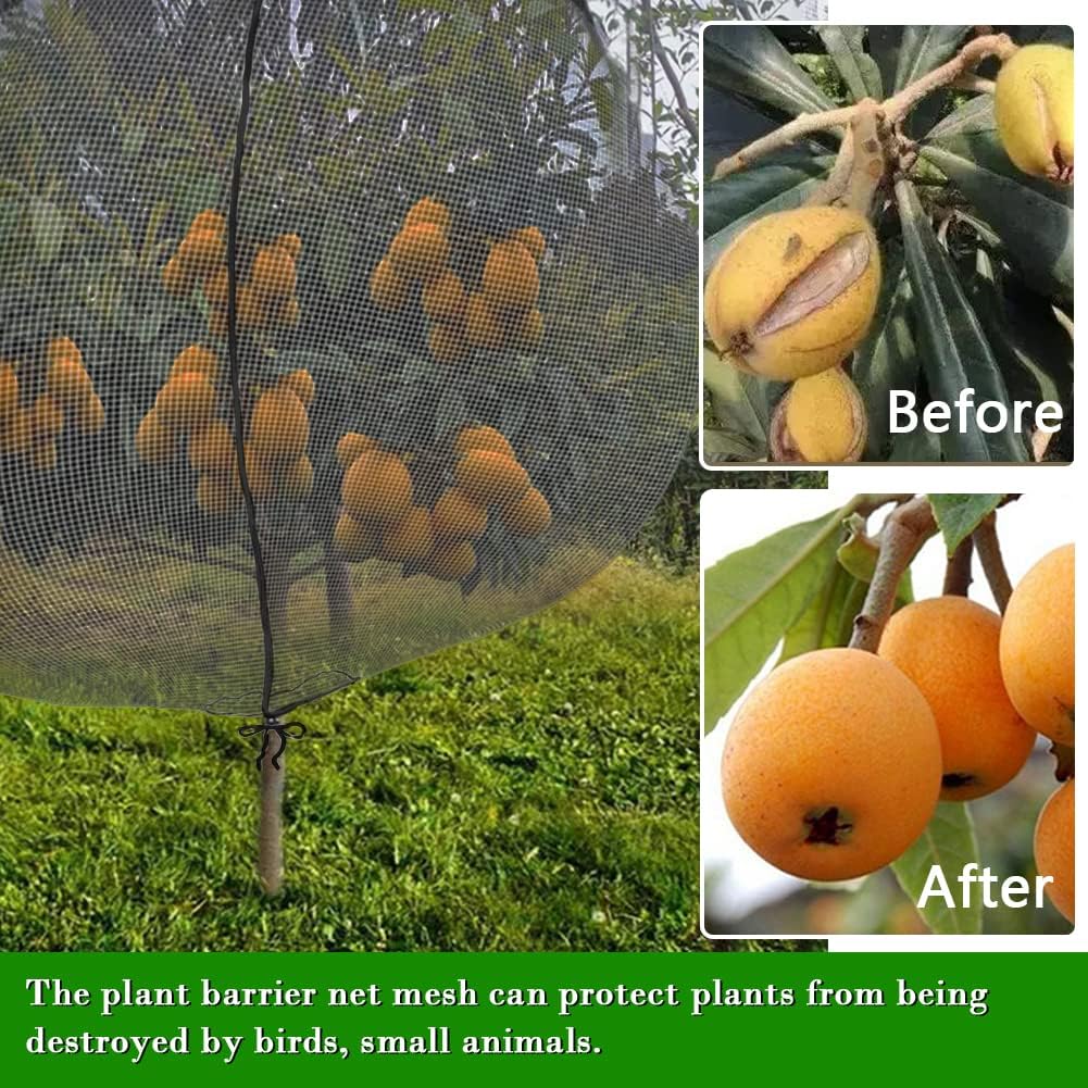 Fruit Tree Netting Covers with Zipper to Protect from Squirrels and Birds Large Netting for Fruit Trees Net Protection, Black, 10' x 13', 1 Pack