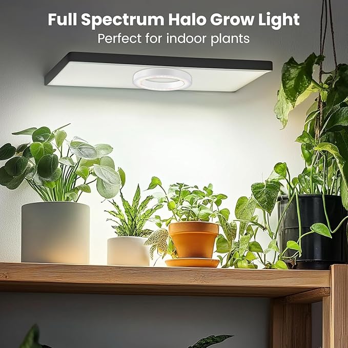 6" Ceiling Grow Lights for Indoor Plants, 84 LEDs Full Spectrum Plant Grow Light with 6/12/16H Timer, 3 Spectrum Modes, 5 Brightness Levels, Under Cabinet Halo Plant Lamp for Small Plants