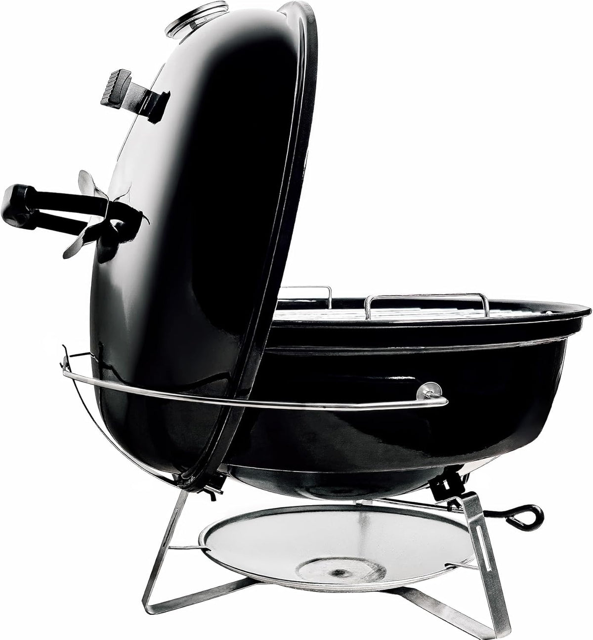 SnS Grills Slow ‘N Sear Travel Kettle, 2-Zone Cook Charcoal Basket and Easy Spin 18” Grate - Portable Charcoal Grill for BBQ Cooking - Travel Kettle 18”