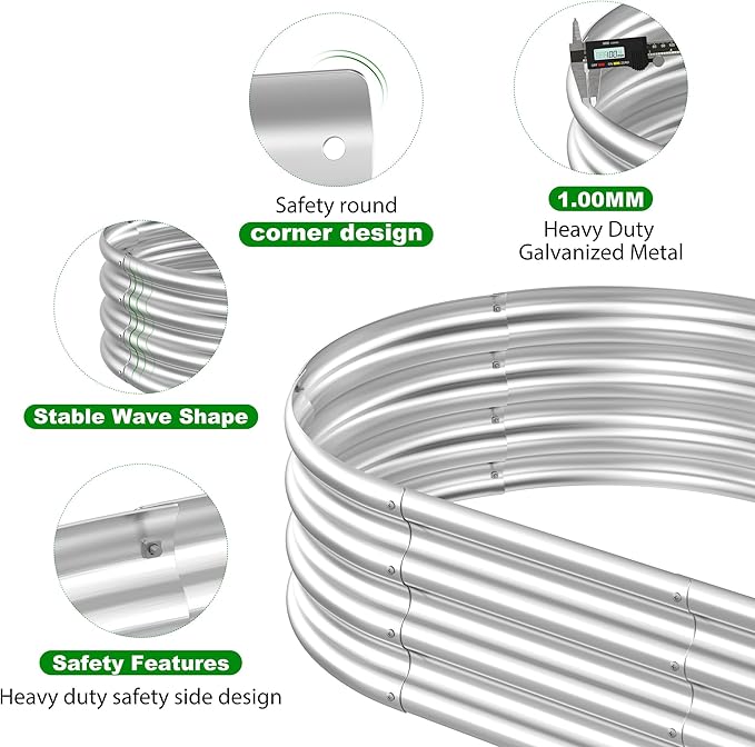2 Pcs 7 x 3 x 1 FT Galvanized Steel Raised Garden Bed, Large Galvanized Steel Outdoor planter box for for Easy to DIY and clean - Raised Garden Beds outdoor for backyards, terraces and balconies