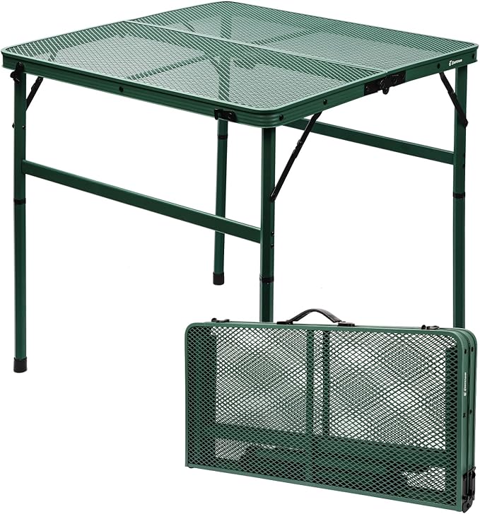Square Folding Table, Easy for Storage, Compact and Portable Picnic Table for Grill, Outdoor Camping, Garden, Patio, Dining, BBQ, Party, Market and Card Table, 27.2 L×27.2W inches