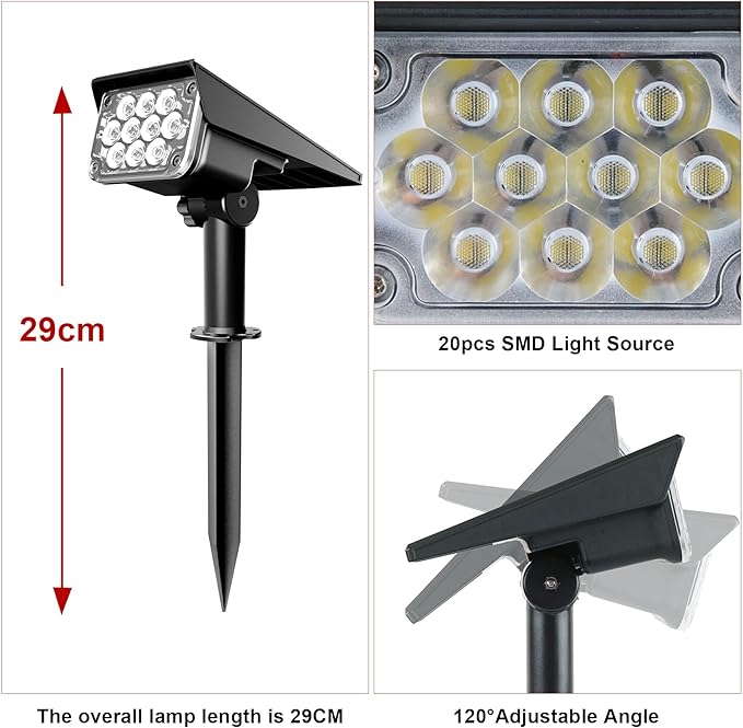 Green Solar Spot Lights Outdoor, St. Patrick's Day Decor Lights with IP65 Waterproof 20 LEDs Solar Landscape Spotlights for Garden Path Yard Holiday Christmas 4 Pack