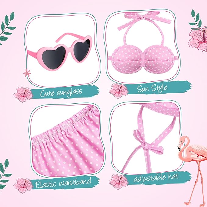 Bikini Goose Outfit Lawn Goose Clothing Porch Goose Outfits Summer Yard Goose Outfits Hawaiian Luau Goose Outfit for 23'' Lawn Goose Outdoor Decoration (Pink)