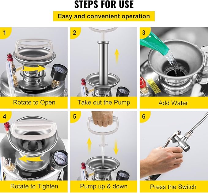 Happybuy 3.5 Gallon Stainless Steel Sprayer, 20" Wand & 3FT Reinforced Hose, Pressure Gauge, Safety Valve&Adjustable Nozzle, Garden Weed Pump Sprayer for Lawn, Gardening