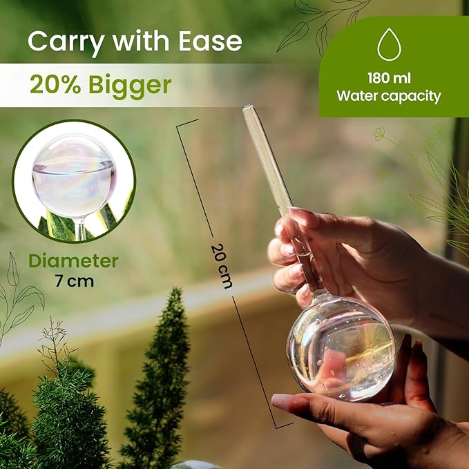 6 Pcs Iridescent Self Watering Globes, Glass Rainbow Plant Watering Globes, Self Watering Planter Insert, Automatic Plant Waterer Indoor, Plant Watering Devices, Plant Water Globes, Watering Bulb