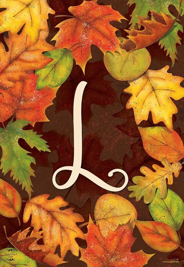 Briarwood Lane Fall Leaves Monogram Letter L Garden Flag