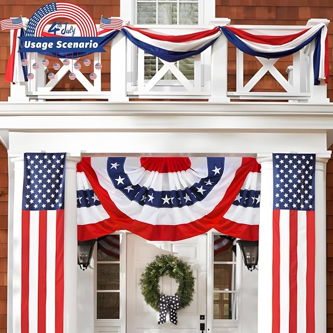 24x240 Inch American Patriotic Bunting Flags,Red White and Blue Banner for 4th of July Decorations Outdoor and Labor Day,Veterans Day,Memorial Days 1 Pack