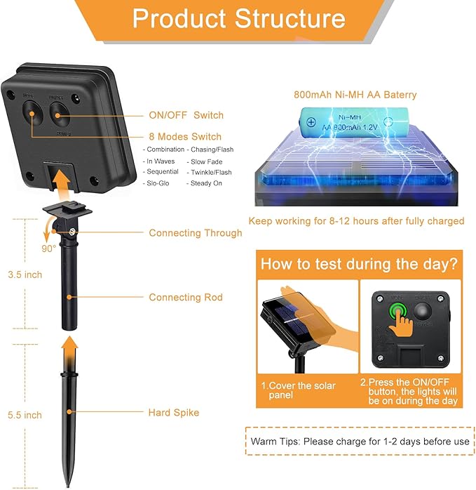 2 Pack Solar String Lights for Outside, Each 40Ft 120 LED Solar Lights Outdoor, 8 Modes Waterproof Solar Powered Twinkle Light for Backyard Patio Tree Party Garden Wedding Decoration, Red