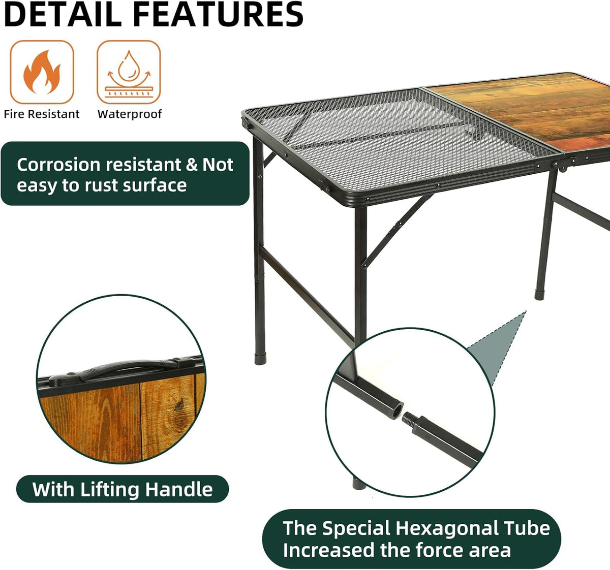 ROCK CLOUD Portable Camping Table Ultralight Aluminum Folding Grill Table Small Camp Table for Beach Hiking Backpacking Outdoor Picnic RV BBQ