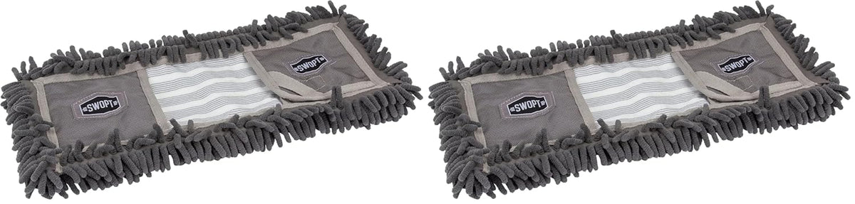 SWOPT 18” Microfiber Dust Mop Refill – Cleaning Pad for Use on Wood, Laminate, Tile – Interchangeable with All SWOPT Cleaning Products for More Efficient Cleaning and Storage (Pack of 2)