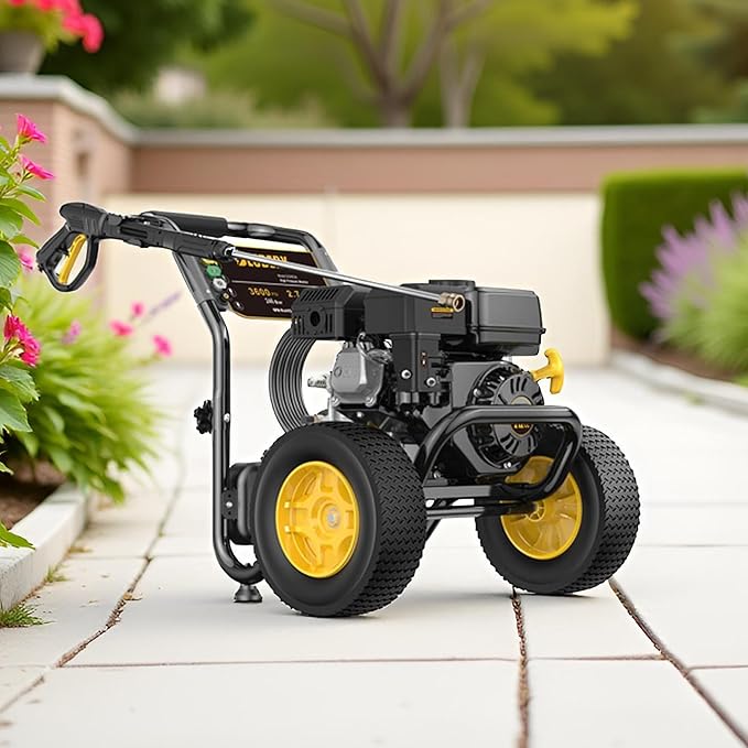 BLUBERY 3600 PSI Gas Pressure Washer, 2.7 GPM Heavy Duty High Power Washer, 30Ft Pressure Hose&Soap Tank,5 Pressure Nozzles,Black