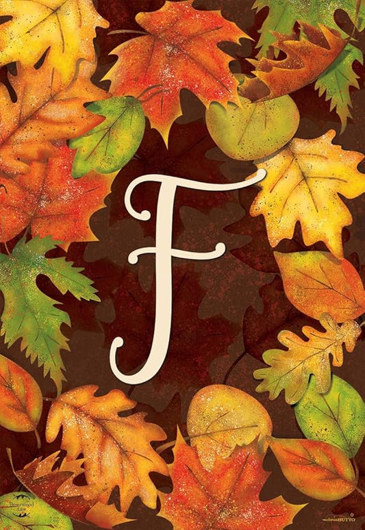 Briarwood Lane Fall Leaves Monogram Letter F Garden Flag