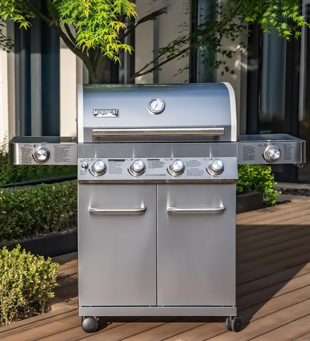 Monument Grills Larger 4-Burner Propane Gas Grills Stainless Steel with Smoke Box(2 items)
