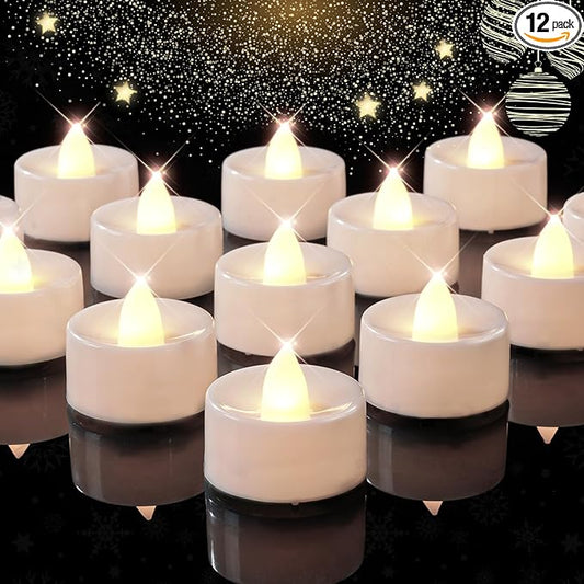 BEICHI Flameless Candles, 12Pack Battery Operated Candles, LED Tea Lights Candles Battery Operated, Flickering Fake Candles for Wedding Halloween Christmas Diwali- Warm White