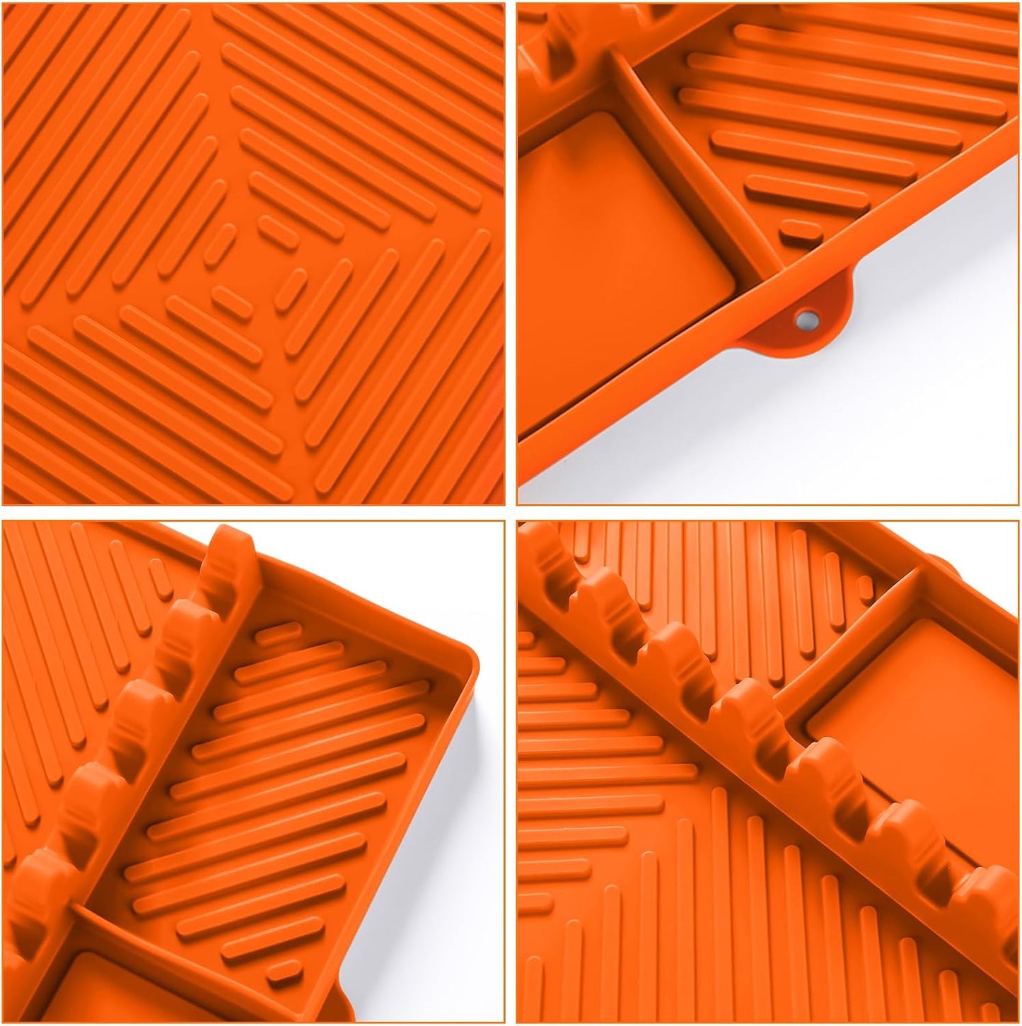 Griddle Mat Barbeque Grill Accessories Tools for Blackstone, Side Shelf Mat Grill Pad for Outdoor Grill Kitchen Counter Spatula Silicone Mat with Drip Pad for Kitchen, Cooking, Countertop (Orange)