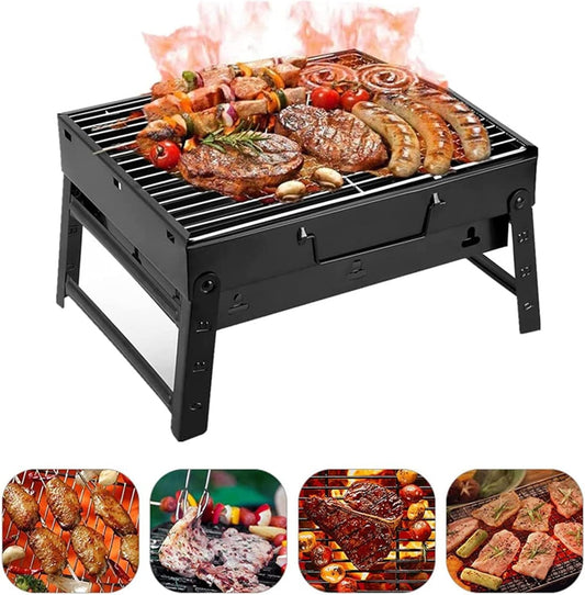 Charcoal Grill, Portable Folding Barbecue Grill BBQ Grill Desk Tabletop Outdoor Stainless Steel Camping Grill for Picnic Garden Terrace Camping Travel(Medium)