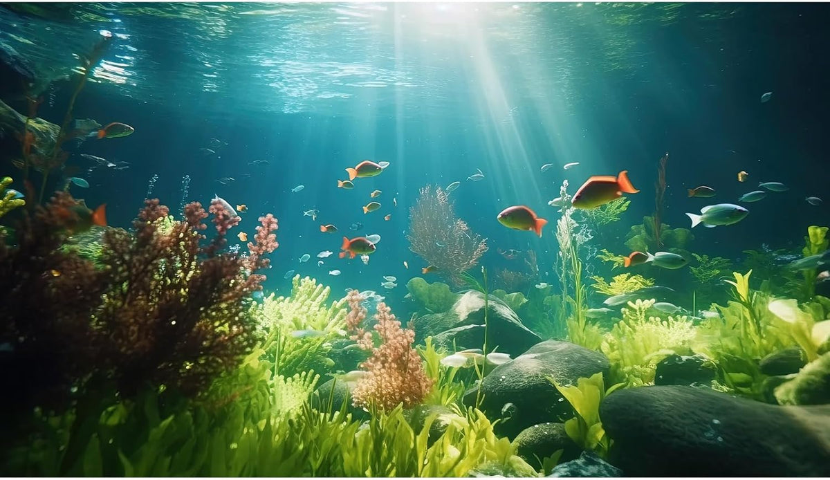 Fish Tank Background Underwater Aquarium Background Under The Sea Aquatic Plants Fish Tank Backgrounds Ocean Floor Rock Terrarium Wallpaper Tropical Fish Aquarium Reptile Tank Backgrounds 36x20in