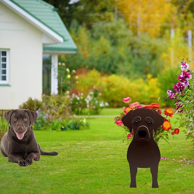 Chocolate Labrador Dog Planter Plant Pots,Cute Garden Dog Flower Planter,Dog Planters Birthday Gifts for Women,Office,Indoor/Outdoor Decor(9.45 * 6.38 * 13.39in)