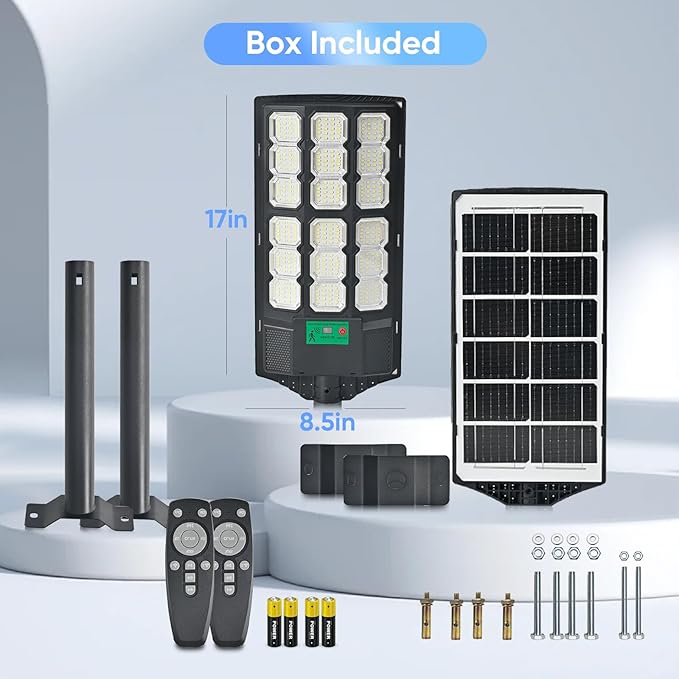 2025 New Solar Street Lights Outdoor Waterproof 6500K 20000LM 5730 LEDs Solar Parking Lot Lights Dusk to Dawn Flood Light Motion Sensor and Remote Control for Area Lighting Yard, 2 Pack
