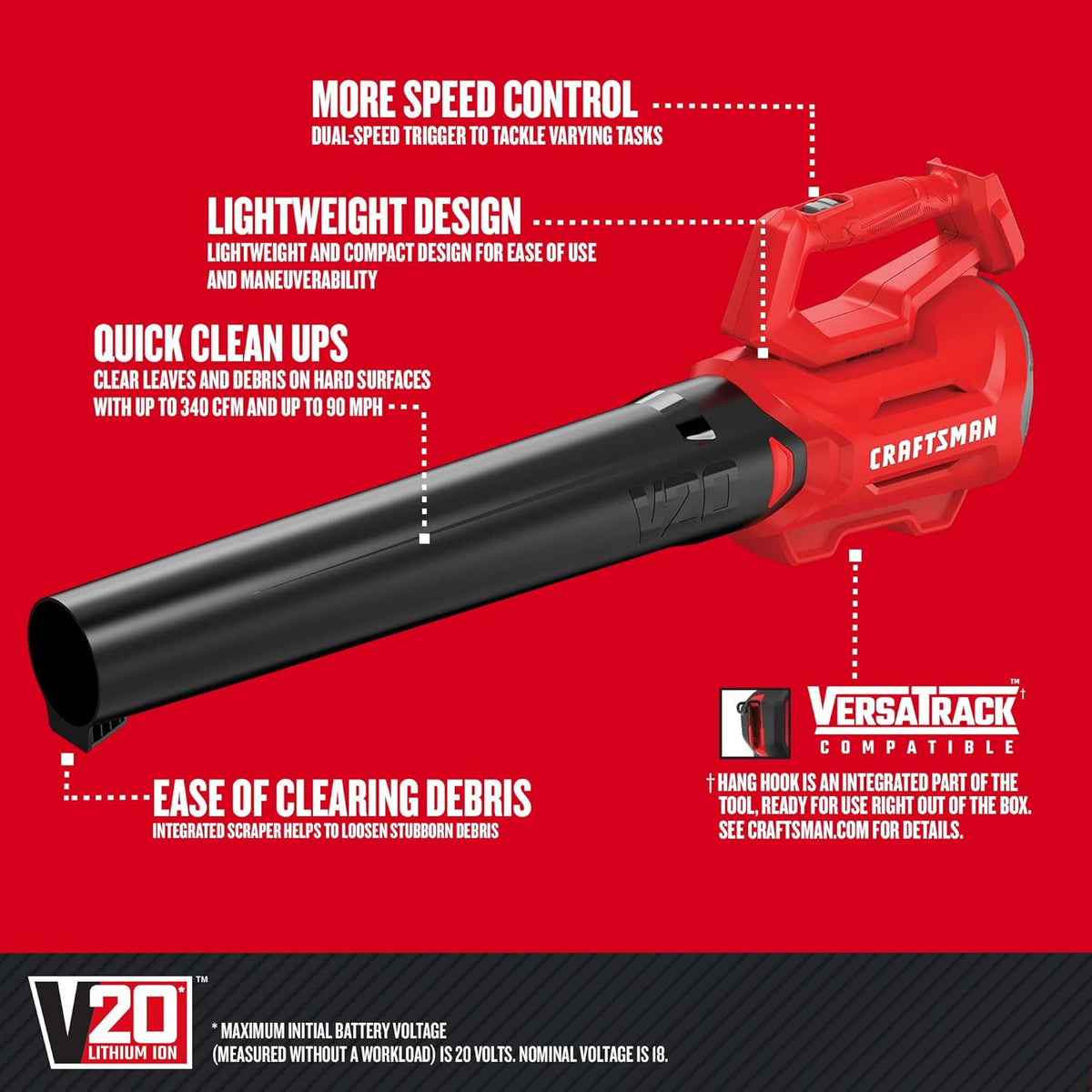 CRAFTSMAN CMCBL700B V20* Cordless Axial Leaf Blower (Tool Only)