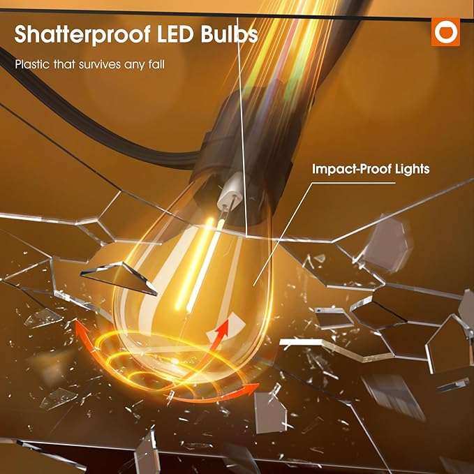 addlon 36FT LED Outdoor String Lights with 12 Edison Vintage Shatterproof Bulbs, Commercial Grade Patio Lights, IP65 Waterproof for Balcony, Backyard and Garden, Warm White