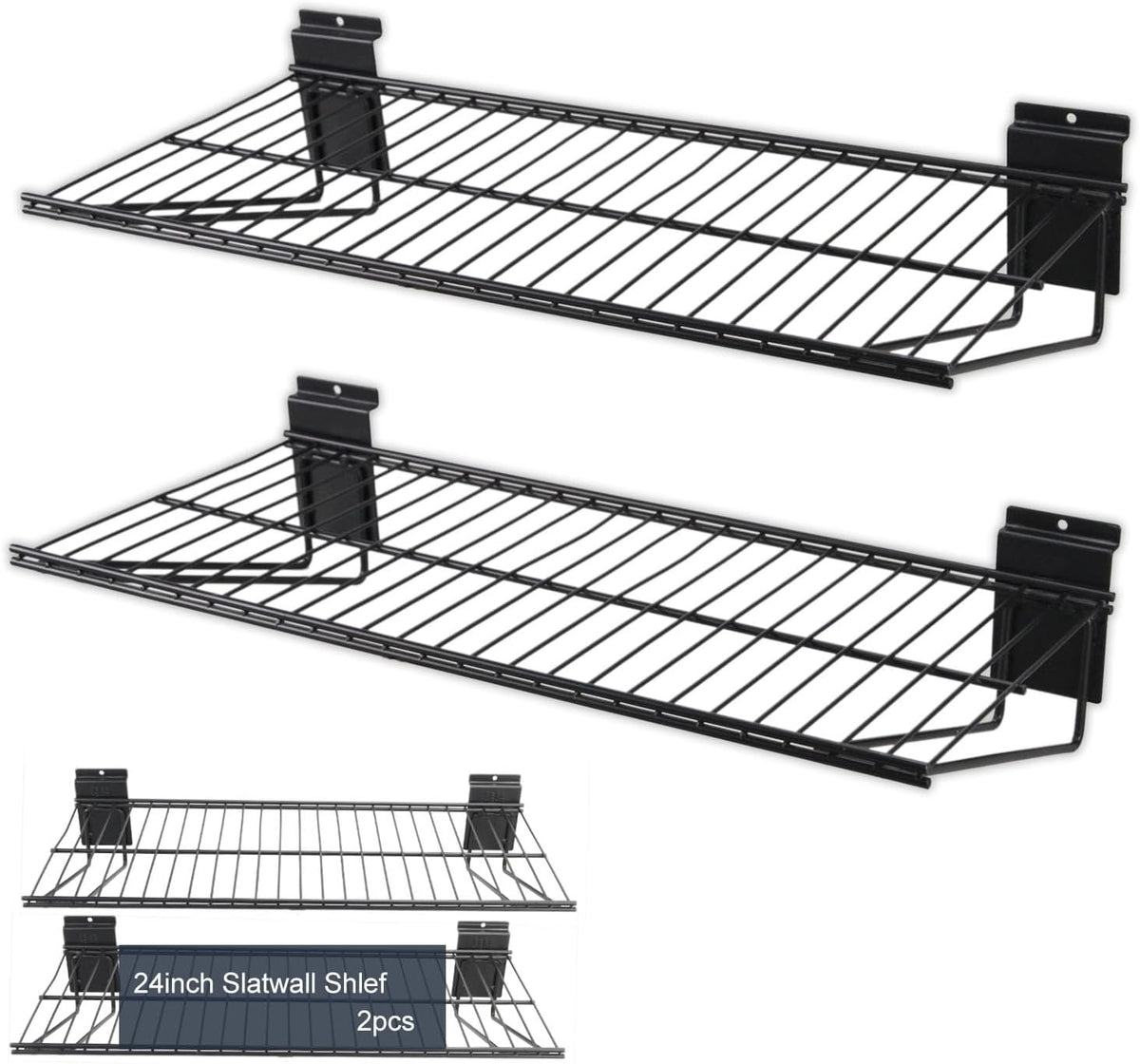 Slatwall Panel Garage Organizer PVC Slatwall Heavy Duty Wall Mounted Rack, Interlocking Slat Wall Panels for Tool Organization Peg Board(2 Pack Black)