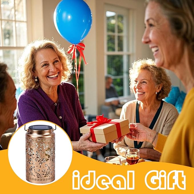 2 Pack Butterfly Solar Lanterns Outdoor Waterproof, Metal Hanging Lights Decorations for Garden Yard Lawn Patio, Butterfly Gifts for Women Mom Grandma Gardener Mother in Law Christmas