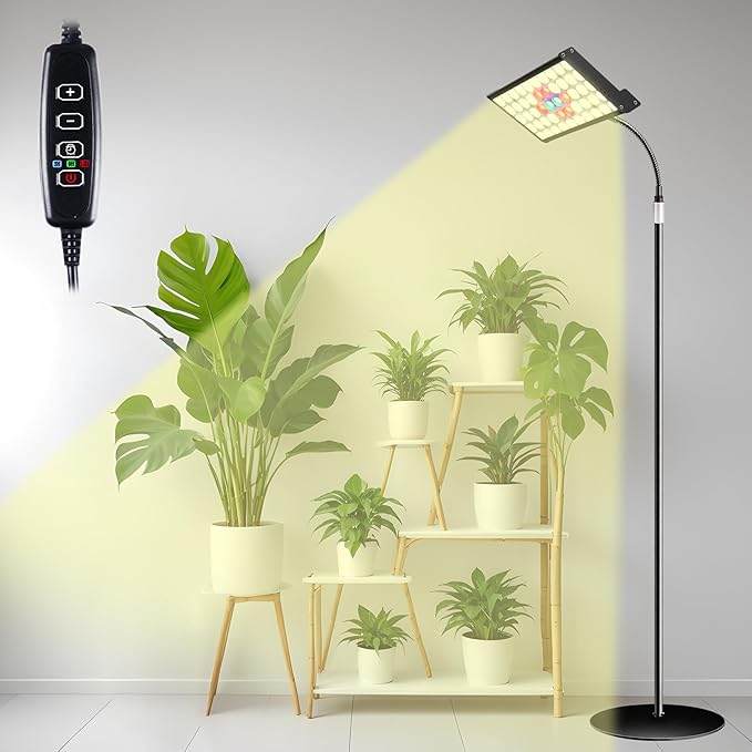 Grow Lights for Indoor Plants Full Spectrum Led Plant Grow Lights 3/9/12H Timer，10 Dimmable Levels， Adjustable Stand 23-67 inches， Flexible Gooseneck， Grow Lamp for Large and Small Plants with Stand