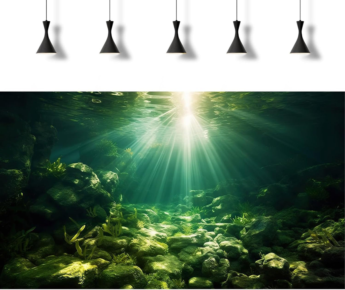Underwater Sunray Aquarium Background Deep Ocean Rock Cave Fish Tank Background Under The Sea Coral Reef Aquarium Backgrounds Ocean Floor Tropical Fish Terrarium Backgrounds 48x20in
