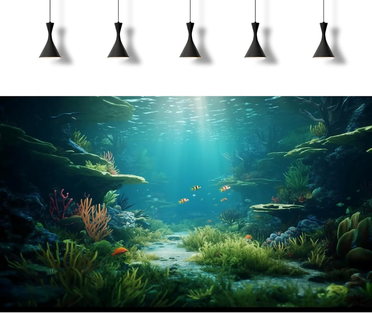 Ocean Floor Fish Tank Background Under The Sea Coral Reef Aquarium Background Underwater Aquatic Plants Corals Rock Cave Terrarium Backgrounds Tropical Fish Ocean Aquarium Backgrounds Decors 72x18in