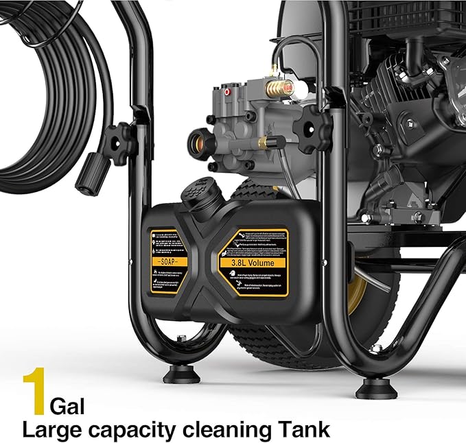 BLUBERY 3600 PSI Gas Pressure Washer, 2.7 GPM Heavy Duty High Power Washer, 30Ft Pressure Hose&Soap Tank,5 Pressure Nozzles,Black