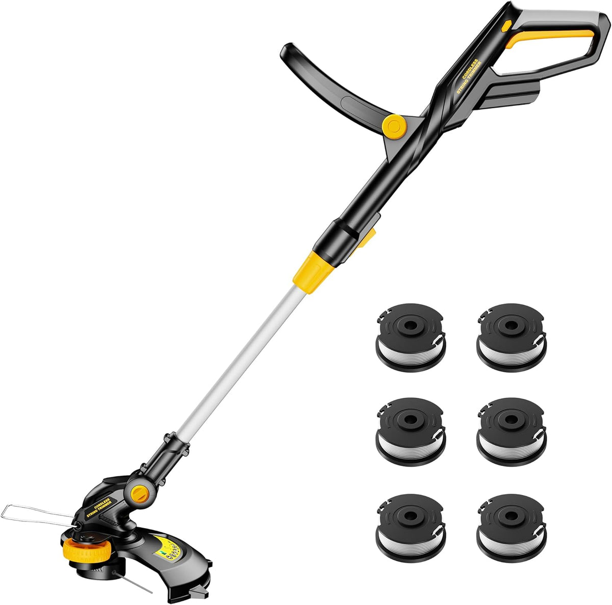 Cordless String Trimmer Compatible with Dewalt 20V Battery, 12-Inch Weed Wacker Cordless Auto Line Feed,Electric Weed Eater Battery Powered Grass Trimmer w/6 Line Spools(Tool Only)