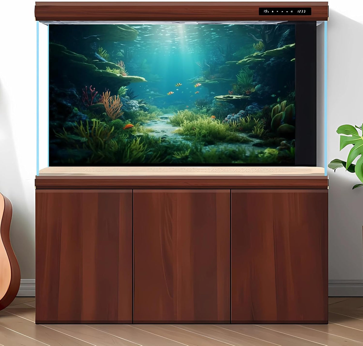 Ocean Floor Fish Tank Background Under The Sea Coral Reef Aquarium Background Underwater Aquatic Plants Corals Rock Cave Terrarium Backgrounds Tropical Fish Ocean Aquarium Backgrounds Decors 60x24in