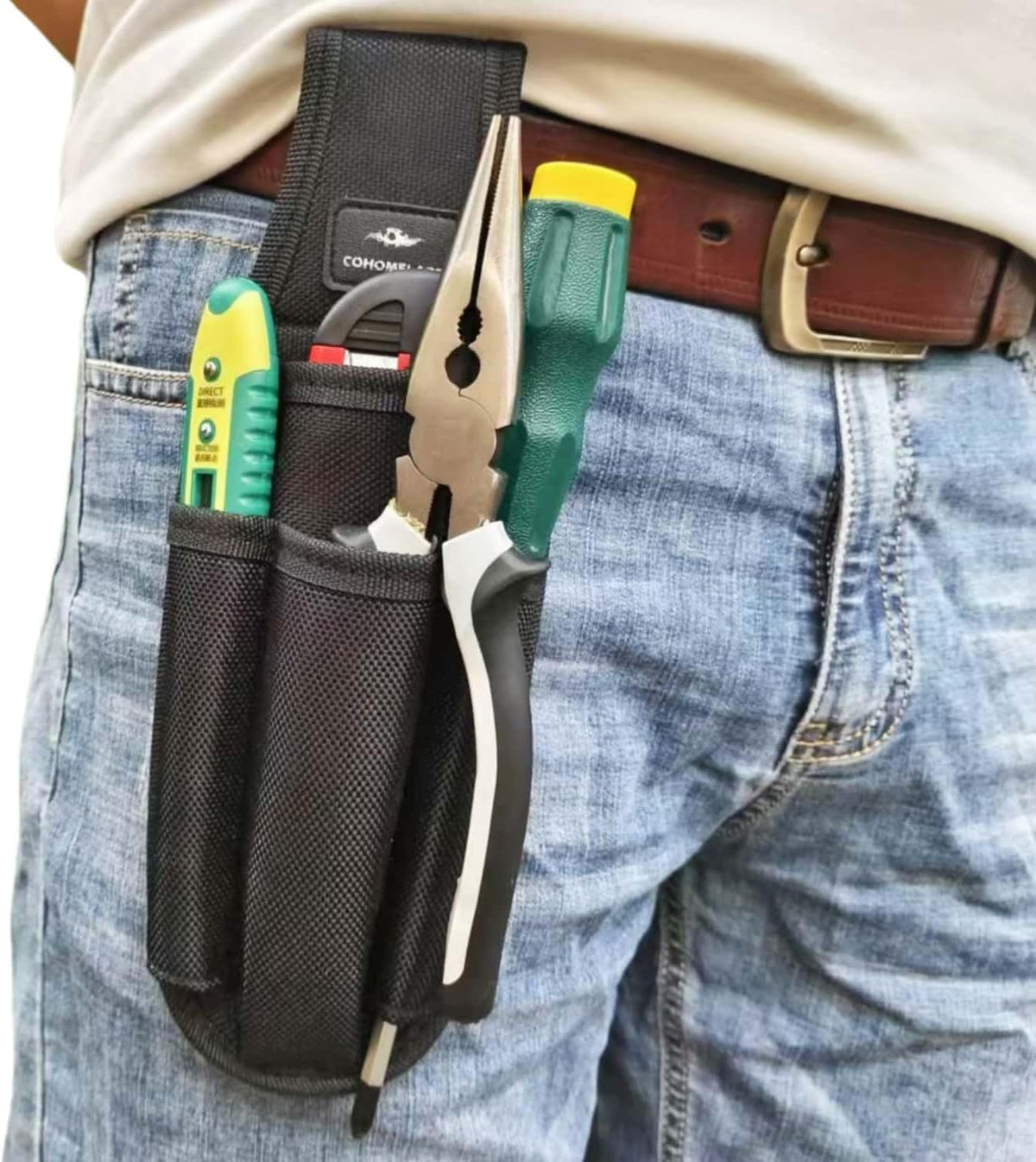 Small Tool Pouches with Belt Clip,Electrician Tool Bag,Tool Pouch for Belt,Tool Organizer Holster with 4 Pockets