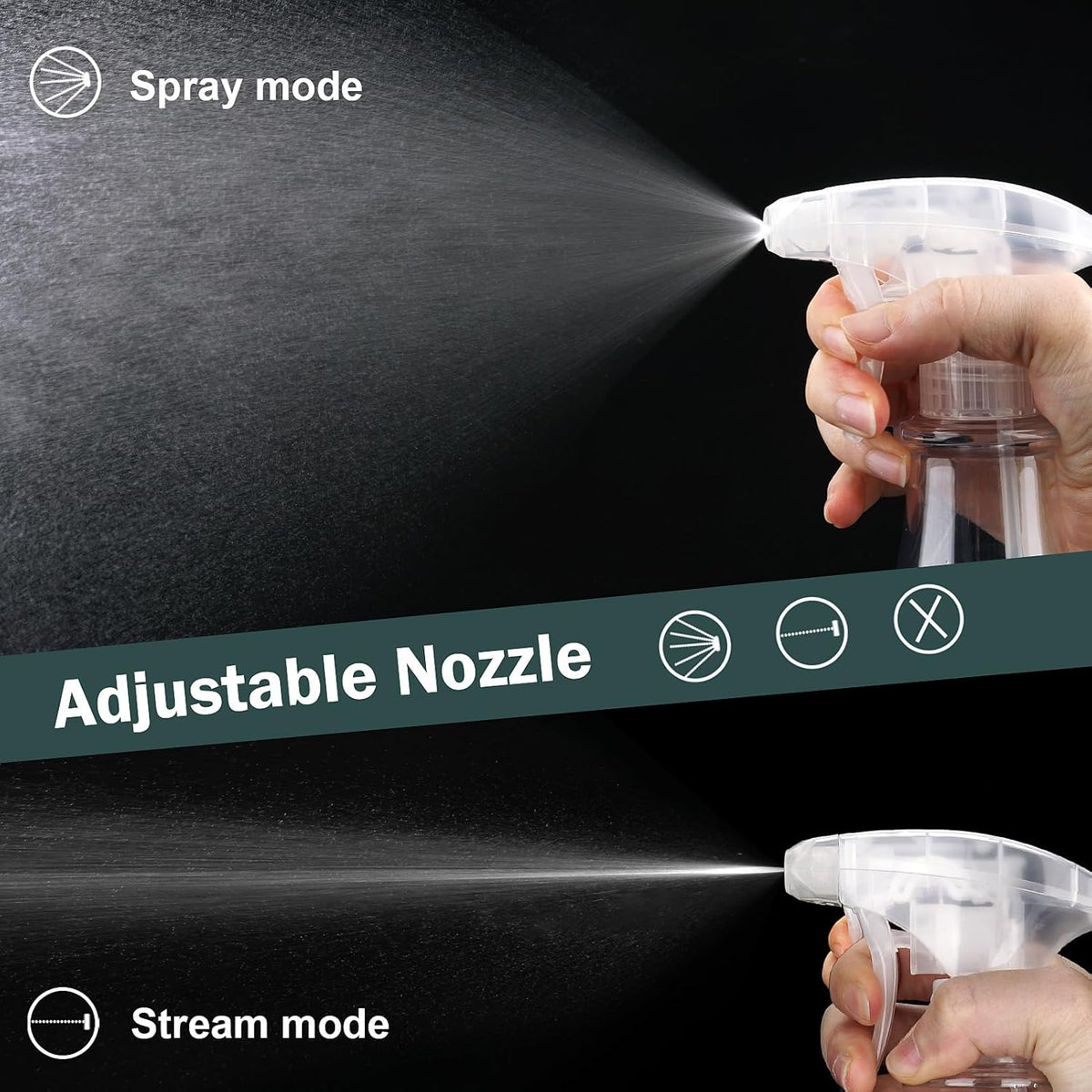 Plastic Spray Bottles Empty Spray Bottle 28.4oz Heavy Duty Spraying Bottles Mist/Stream Water Bottle for Cleaning Solutions, Plants, Pet, Essential Oils, Hair (Clear2)