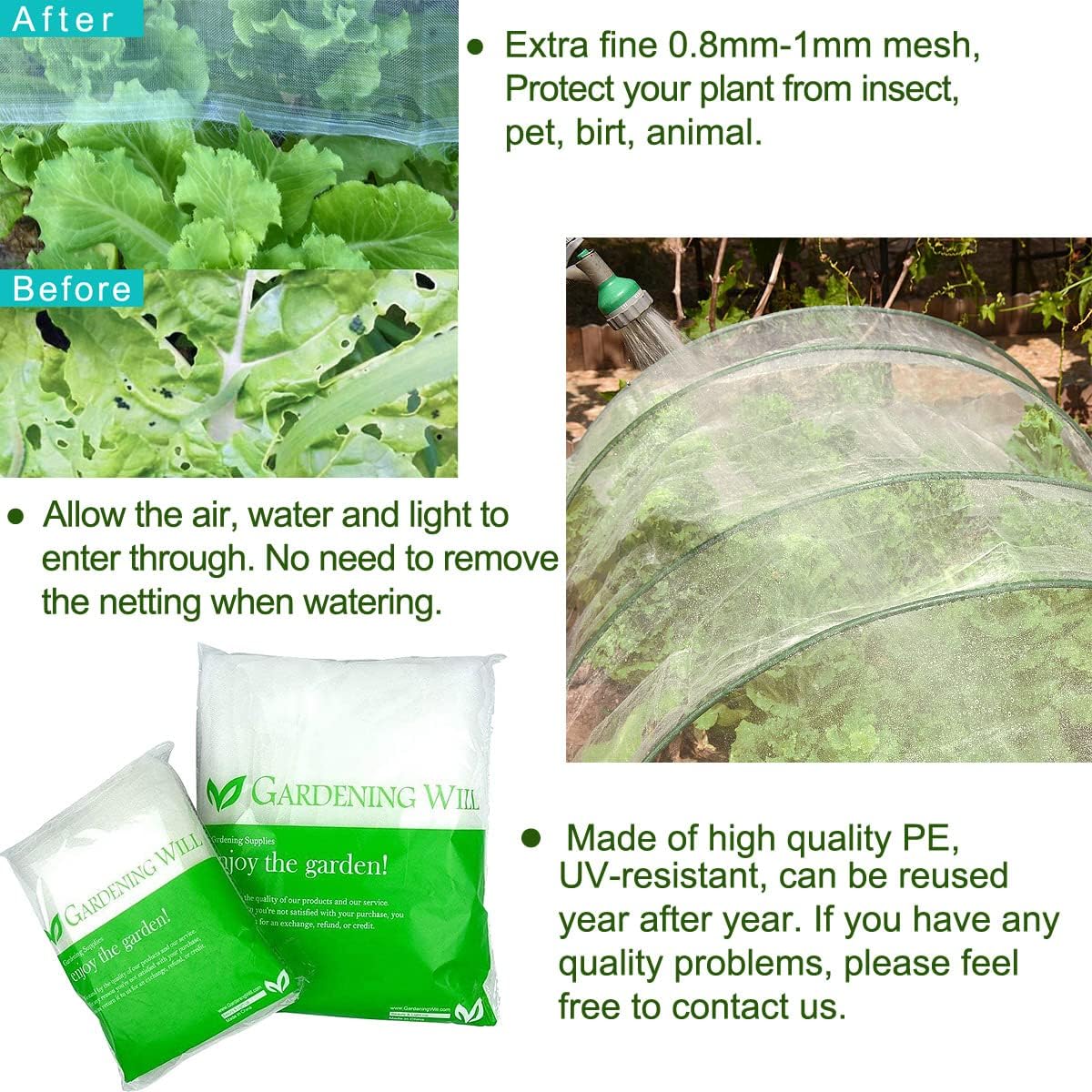 10Ft x 100Ft Mosquito Bug Insect Bird Fine Mesh Net Barrier Hunting Blind Garden Screen Netting for Protect Your Plant Fruits Flower