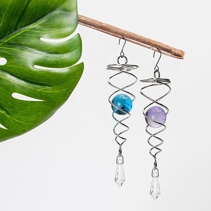 5pcs Wind Spinner Tail Gazing Ball Spiral Stabilizer Tails for Indoor and Outdoor Decoration, (7.1'') 18cm Stainless Steel Hanging with Swivel Hook Garden Decorative