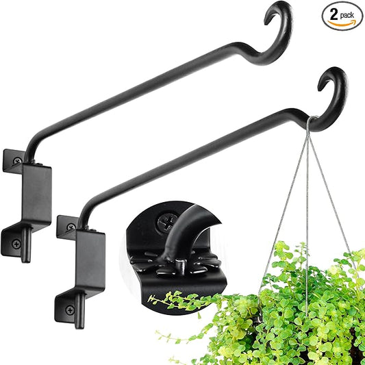 AJART Bird Feeder Hangers Outdoor: Swivel Hanging Plant Bracket for Indoor Wall Mount 12 Inch - 2 Pieces Hummingbird Feeder Hook for Flower Basket